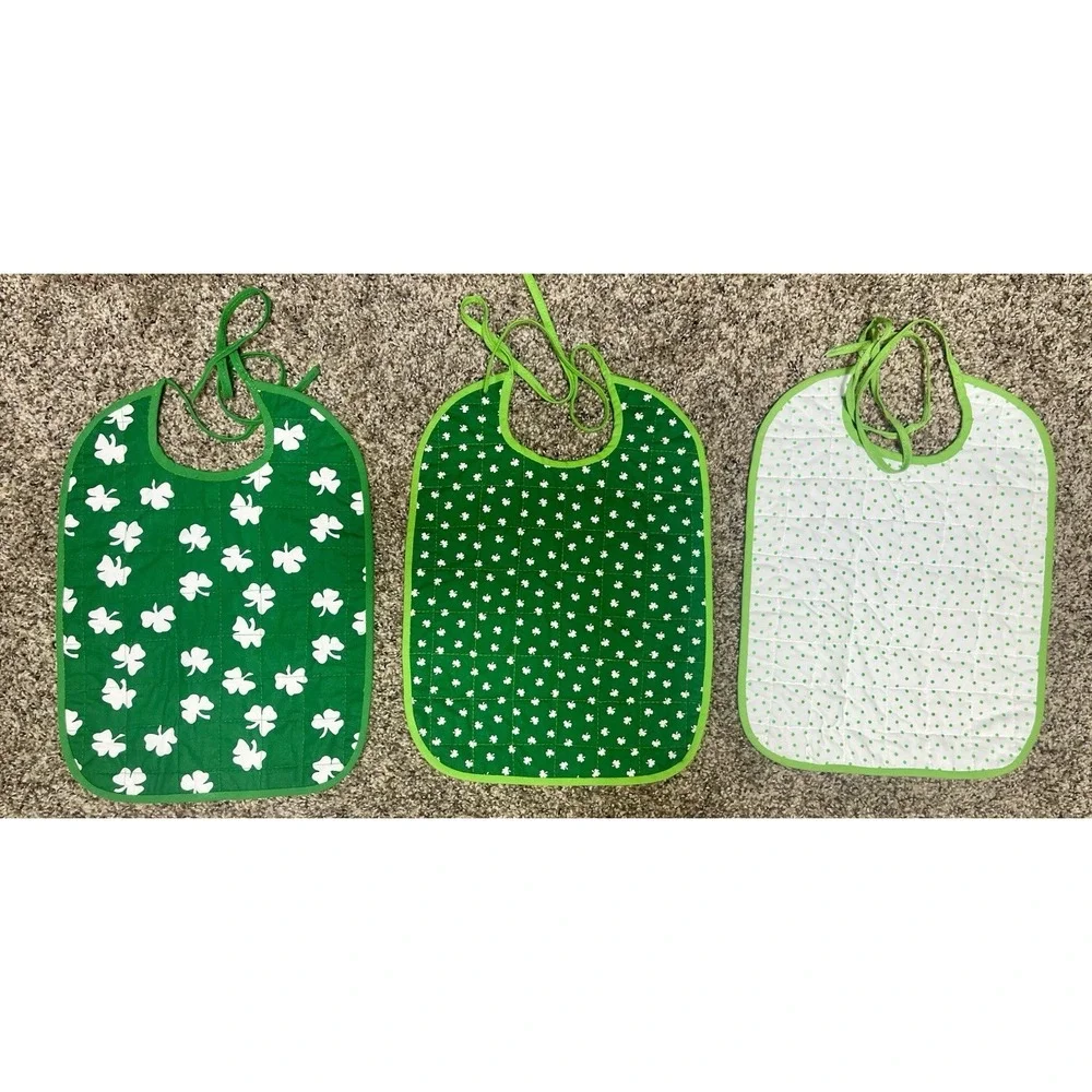 Lot Of 6 Quilted Handmade‎ St. Patrick's Day Baby Bibs Large Size 12